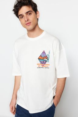 TRENDYOL MAN Gri Oversize Fit Kabaran Bask?l? %100 Pamuk T-Shirt TMNSS23TS00316 - Trendyolmilla фото 3