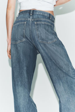 JEANS TRF WIDE LEG CINTURA CRUZADA TIRO ALTO / Azul / Gris - Zara фото 5