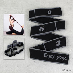 Ремень эластичный для йоги Woohooo Yoga Belt / 8 петель/ серый / уп 50