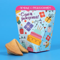 Печенье с предсказанием С днем рождения!, 1 шт.
