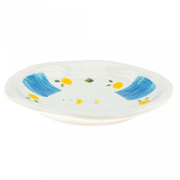 "Безе" "Чайка" Тарелка глубокая фарфоровая 215х218мм h34мм, 450мл, цветной декор, с ободком (Китай)