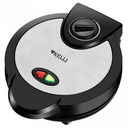 Мультипекарь для тонких вафель электрический "Kelli", комбинированный корпус металл/пластик, индикаторы нагрева и готовности, фиксатор крышки, мощность: 1800Вт, 220-240 В, 50 Гц, 32,5х23х12см, черный (Китай)