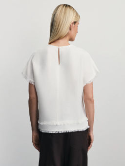 Блузка из вискозы и льна с бахромой / Zarina  фото 5