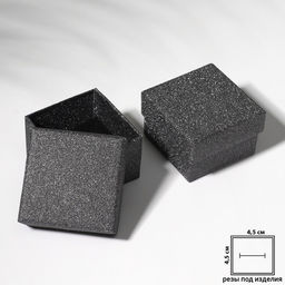 Цена за 6 шт. Коробочка подарочная под серьги/кольцо «Блеск», 5×5, чёрная