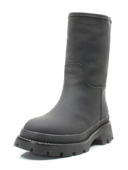 04-C186M BLACK Ботинки зимние женские (натуральная кожа (нубук) натуральный мех)