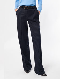VILATTE / Прямые брюки из плотной поливискозы в полоску