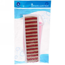 Цена за 3 шт. Мочалка для тела комбинированная "Ultramarine - В Баньку!", полосы средние, микс 4 цвета, 70*8см