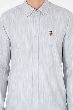 Мужская светло-серая рубашка с длинным рукавом - U.s. polo assn фото 6