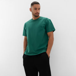 Футболка мужская MINAKU, зелёная, размер 52-54