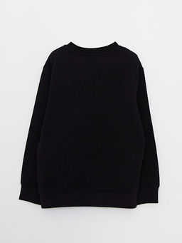 Bisiklet Yaka Bask?l? Uzun Kollu Erkek ?ocuk Sweatshirt