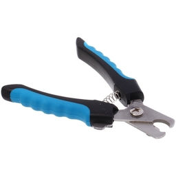 Цена за 2 шт. Когтерез для животных "ЗООУЛЬТРА", пружинный механизм, ручки прорезиненные - волна, цвет чёрный / голубой, 16см