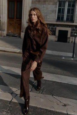SUEDE-EFFECT CULOTTES WITH LASER-CUT HEM