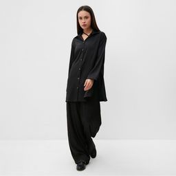 Костюм женский (рубашка, брюки) MIST Summer time, размер 40-42, чёрный