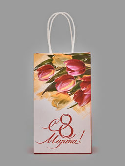 Цена за 2 шт. Пакет подарочный крафт 8 марта, 12?21?9 см
