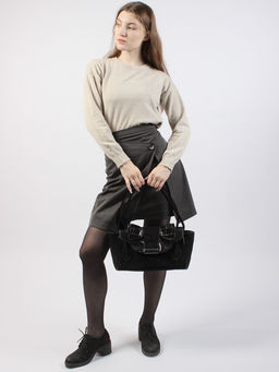 LACCOMA сумка Y2430-1-черный натуральная замша, натуральная кожа полиэстер  фото 2