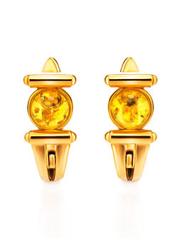 Яркие серьги из янтаря лимонного цвета Аркадия
