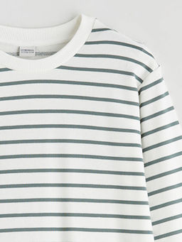 Bisiklet Yaka ?izgili Erkek ?ocuk Sweatshirt