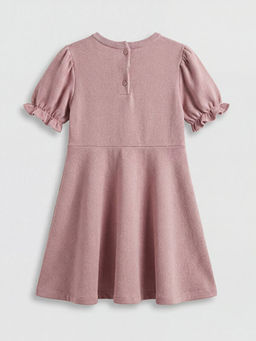 Bisiklet Yaka ?i?ek Detayl? K?z ?ocuk Elbise