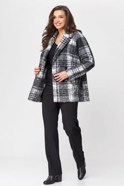 Пальто БелЭльСтиль 841 клетка серая  фото 102