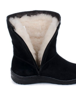 Полусапоги женские на литой подошве., Черные. Замша. Молния. Подклад овчина.