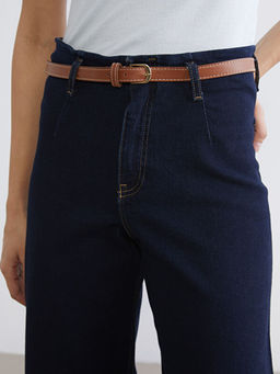 Beli Kemerli Wideleg Kad?n Jean Pantolon