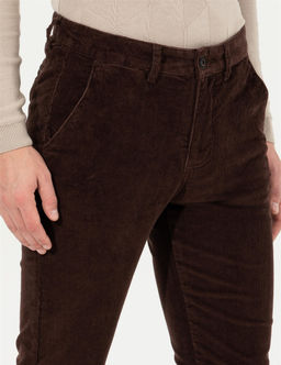 Koyu Kahverengi Slim Fit Kanvas Pantolon