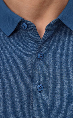 Футболка-поло мужская с длинным рукавом F321-07-9120 синяя - Fine joyce фото 5