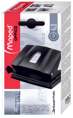 Дырокол MAPED ESSENTIALS METAL до 25 листов 2 отверстия, металлический, с линейкой формато...