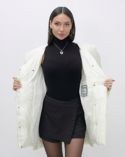 Куртка зимняя женская с большим капюшоном модная бежевого цвета 7739B - Visdeer фото 20