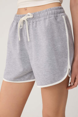 Siyah-Gri Duz Yuksek Bel Genis Paca 2 Iplik Orme Sort & Bermuda TWOSS26SR00236 - Trendyolmilla фото 3