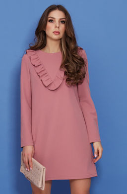 Платье-мини пепельно-розовый - Donna saggia фото 7