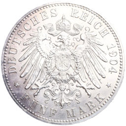 Монета 5 марок 1904 года A Германия (Мекленбург-Шверин) Свадьба Герцога Фридриха Франца IV