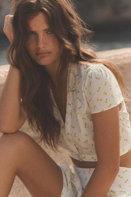 TOP CROP POPEL?N FLORES / Crudo/Amarillo