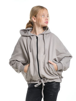 Толстовка на молнии с капюшоном 22-7640 серый