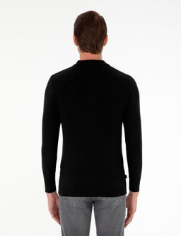 Siyah Slim Fit D__meli Polo Yaka Triko Kazak - Pierre cardin фото 5
