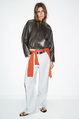 FAUX LEATHER BOMBER JACKET - Zara фото 29