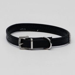 Ошейник со стразами в 4 ряда и стразы на пряжке, 38 х 1,5 см, ОШ 26-33, чёрный - Пижон фото 2