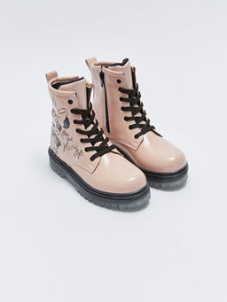 Minnie Mouse Lisansl? Bask?l? Ba?c?k ve Fermuarl? K?z ?ocuk Bot