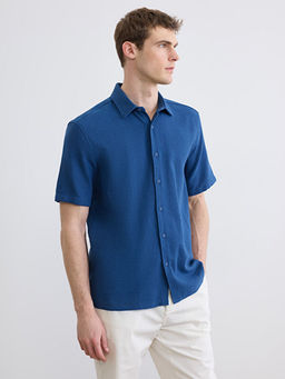 Regular Fit Keten G?r?n?ml? Erkek G?mlek