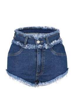 TRENDYOLMILLA Mavi Denim Puskullu Denim Plaj Sort TBESS24SR00006  фото 7