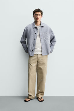 SOBRECAMISA RELAXED FIT ALGOD?N - LINO / Azul