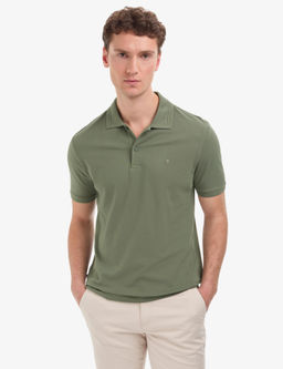 Haki Regular Fit %100 Pamuk K_vr_lmaz Polo Yaka Basic Ti__rt