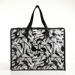 Сумка хозяйственная на молнии, 18 л, 40×15×30 см, чёрная/белая