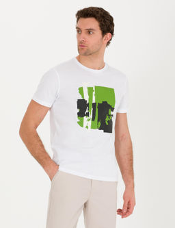 Beyaz Bisiklet Yaka Slim Fit T-Shirt