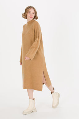 KadДn Camel Melanj Triko Elbise