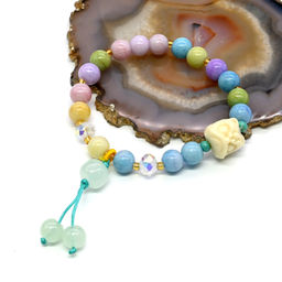 Браслет Голова Льва шарик 8мм цвет микс, 17см