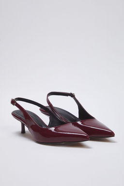 Bordo Rugan Sivri Burun Kad?n 4 cm Kitten Topuklu Ayakkab? TAKSS25TO00005