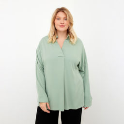 Блузка женская MIST plus-size, размер 54, зелёная