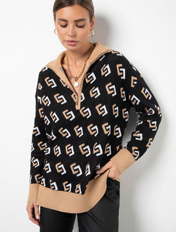 Джемпер из двуслойной вязки Жаккард