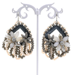 Серьги ручной работы в оплетении цв.серый